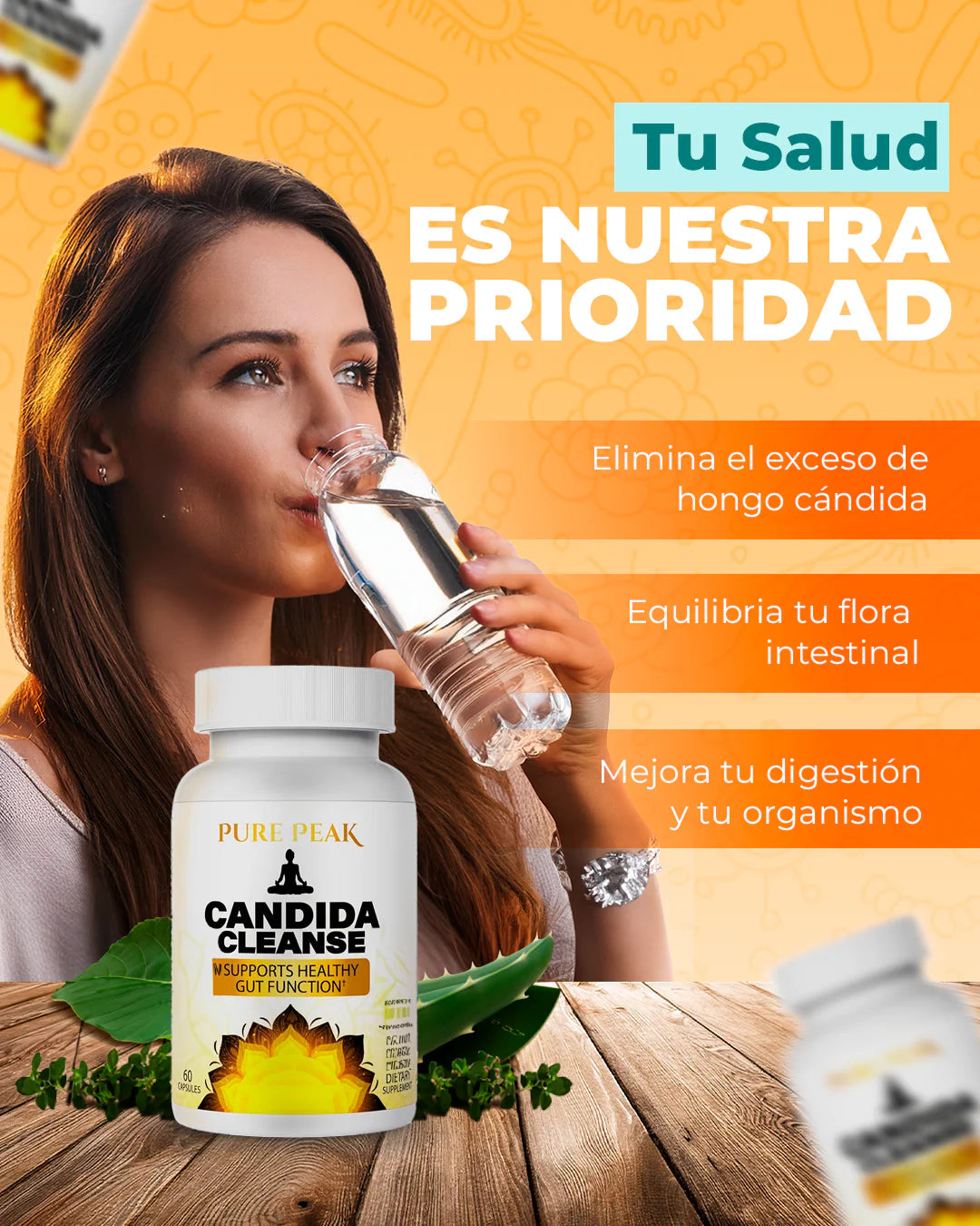 CANDIDA CLEANSE 60 CÁPSULAS – REDUCE HINCHAZÓN Y MEJORA LA DIGESTIÓN