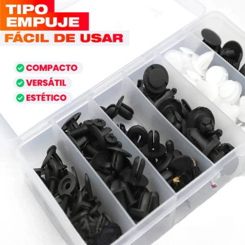 KIT DE CLIPS SUJETADORES PARA AUTO UNIVERSALES – 100 PIEZAS