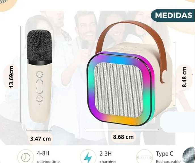 PARLANTE INALÁMBRICO KARAOKE + MICRÓFONO