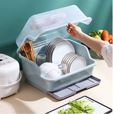 ESCURRIDOR DE PLATOS PARA EL HOGAR CON TAPA DE GRAN CAPACIDAD