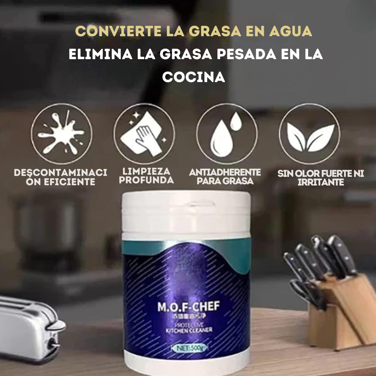 POLVO DESENGRASANTE MULTIUSOS PARA COCINA Y HOGAR