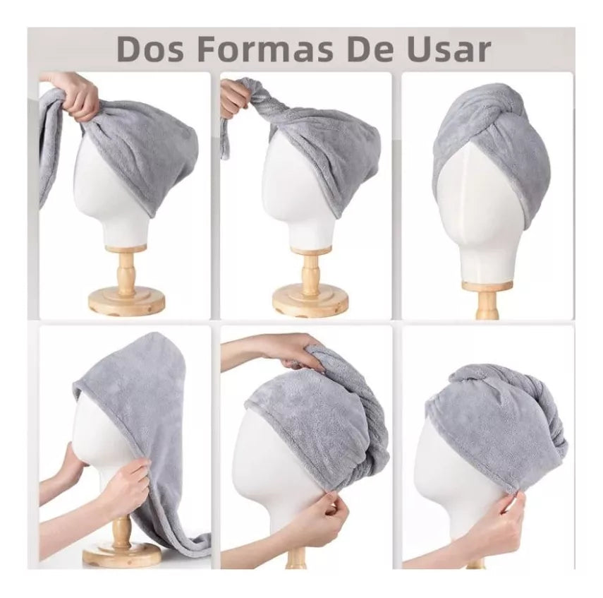PACK X 2 TOALLAS DE MICROFIBRA PARA RÁPIDO SECADO DE CABELLO