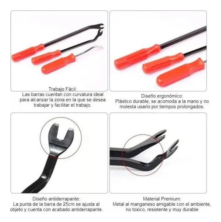 KIT DE HERRAMIENTAS 19 PCS PARA DESMONTAJE AUTOMOTRIZ