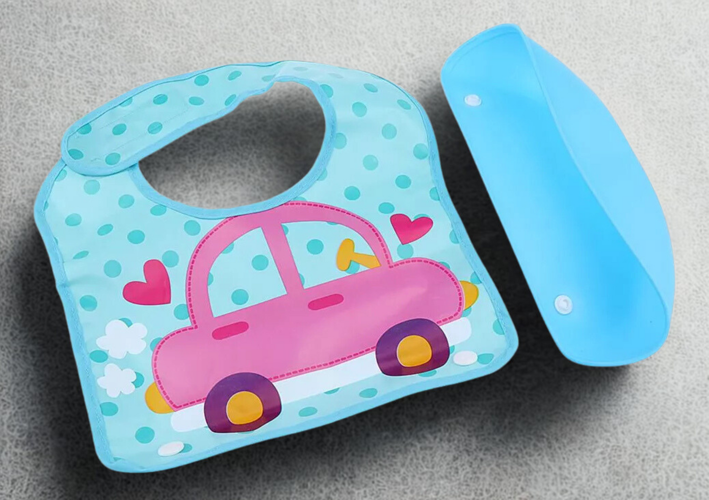 2 BABEROS PARA BEBÉS A PRUEBA DE AGUA CON BOLSILLO RECOLECTOR