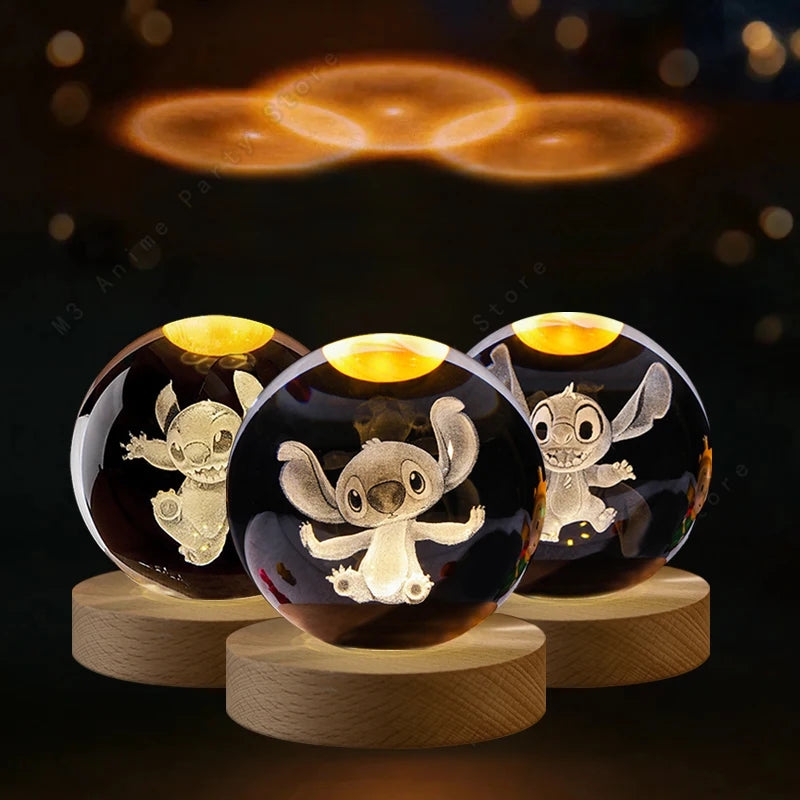 LÁMPARA 3D STITCH EN BOLA DE CRISTAL – LUZ NOCTURNA DECORATIVA