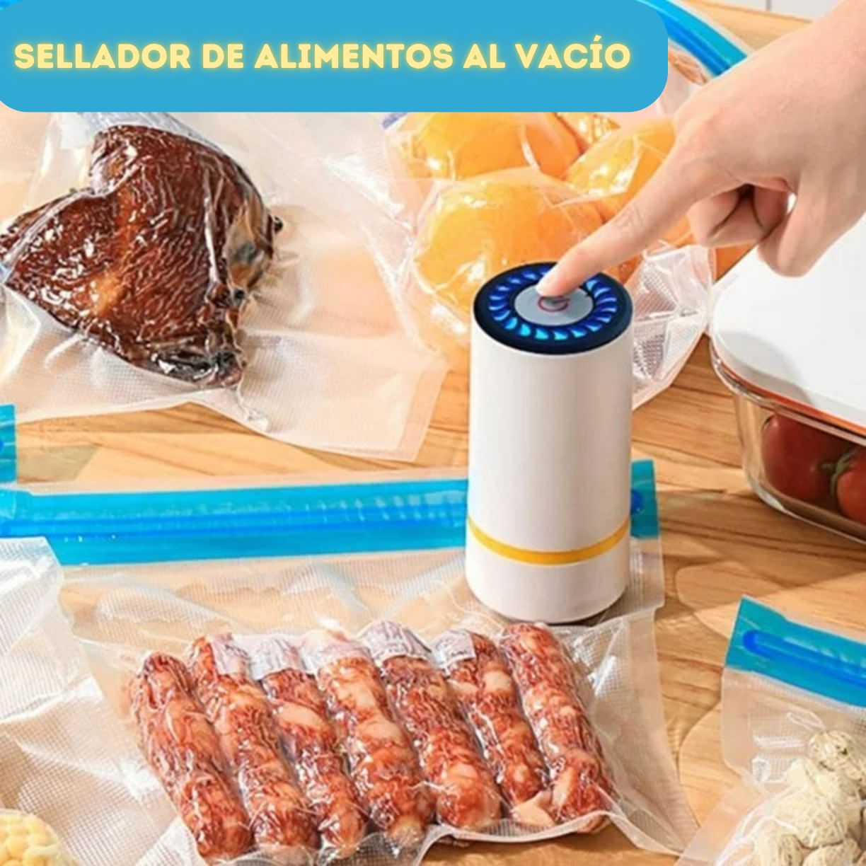 MINI SELLADOR AL VACÍO PORTÁTIL CON 10 BOLSAS REUTILIZABLES
