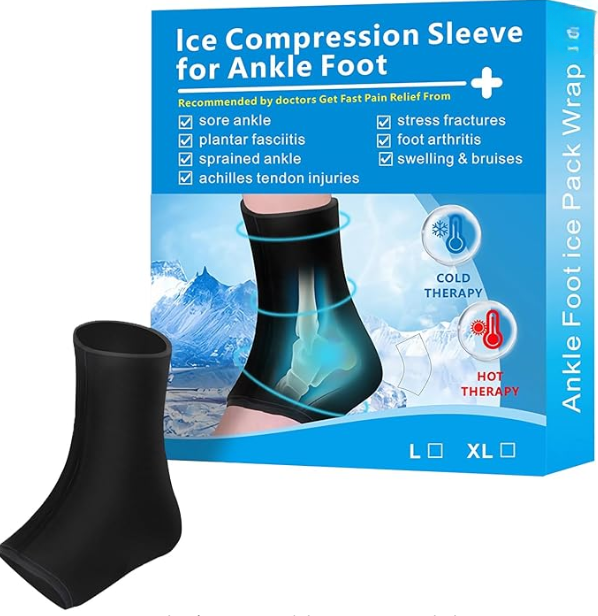 MANGA DE COMPRESIÓN TERAPÉUTICA CON GEL FRÍO-CALIENTE PARA TOBILLOS Y PIES