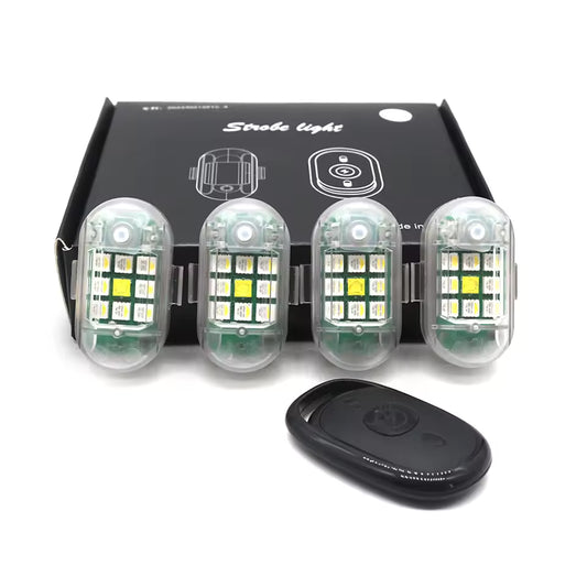LUCES LED ESTROBOSCÓPICAS UNIVERSALES – INALÁMBRICAS + CONTROL REMOTO