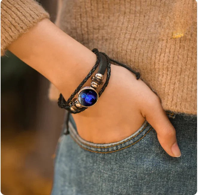PULSERA DE CUERO CON SIGNO DEL ZODIACO