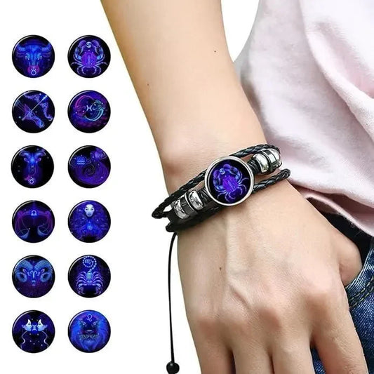 PULSERA DE CUERO CON SIGNO DEL ZODIACO