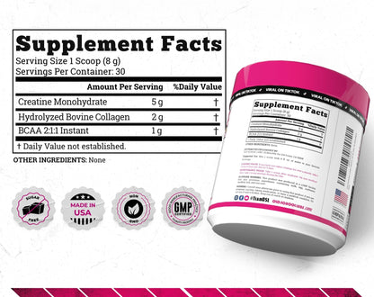 CREATINA MONOHIDRATADA PARA MUJERES CON COLÁGENO Y BCAA