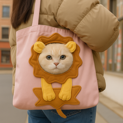 BOLSO TRANSPORTADOR PARA MASCOTAS CON DISEÑO DE LEÓN