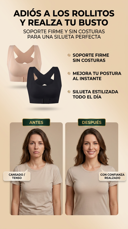 BRA POSTURAL TOP: ADIÓS A LOS ROLLITOS Y REALZA TU BUSTO/SOPORTE FIRME Y SIN COSTURAS PARA UNA SILUETA PERFECTA