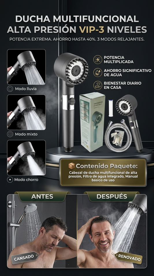 DUCHA MULTIFUNCIONAL ALTA PRESIÓN VIP-3 NIVELES