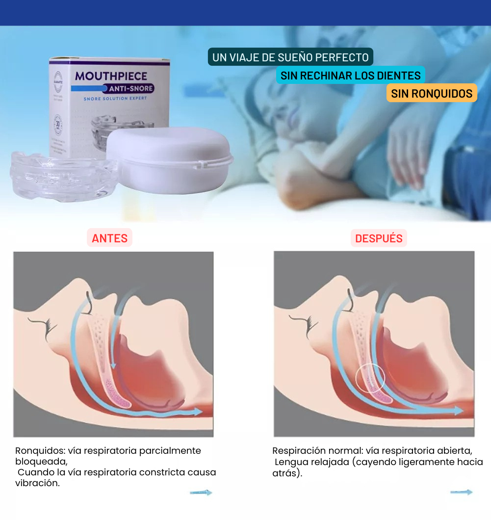 PROTECTOR BUCAL ANTIRONQUIDOS Y ANTIBRUXISMO AJUSTABLE
