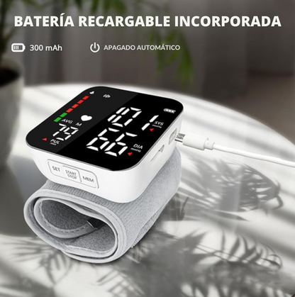 MONITOR DE PRESIÓN ARTERIAL DE MUÑECA RECARGABLE DIGITAL AUTOMÁTICO