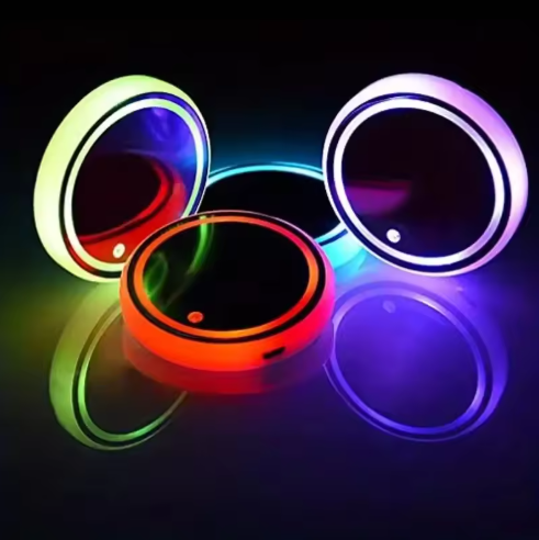 PORTAVASOS LED MULTICOLORES RECARGABLES PARA COCHE