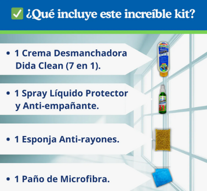 KIT DESMANCHADOR Y PROTECTOR DE VIDRIOS PREMIUM