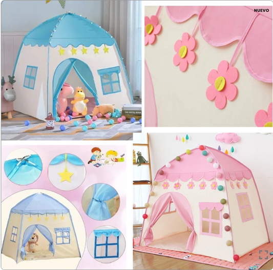CARPA ROSADA INFANTIL TIPO CASA PARA NIÑOS Y NIÑAS – FÁCIL DE ARMAR Y PORTÁTIL
