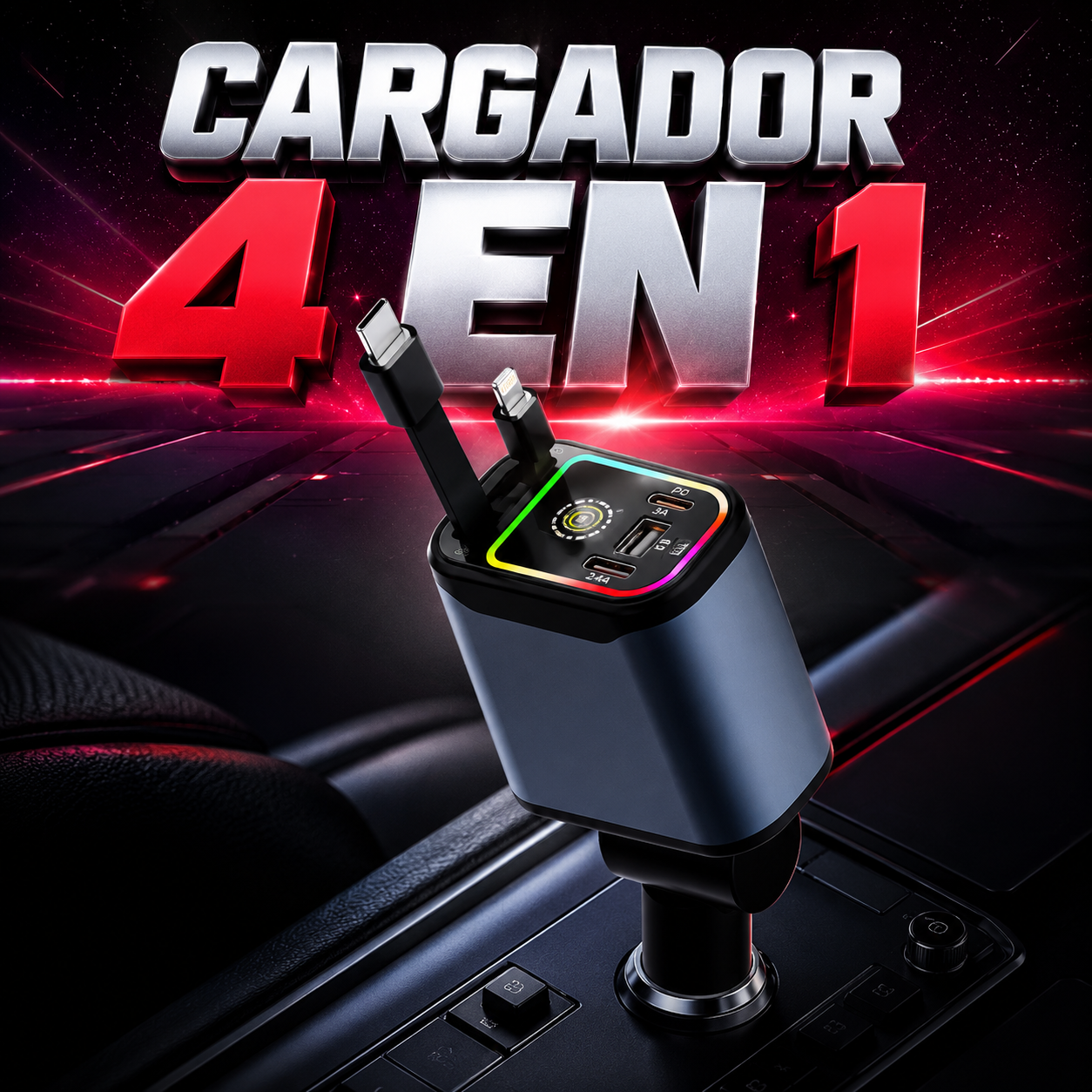CARGADOR PARA CARRO RETRÁCTIL 4 EN 1