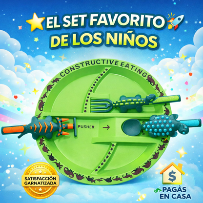 SET DE PLATO Y CUBIERTOS DIVERTIDOS PARA NIÑOS