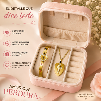 SET AMOR ETERNO CON JOYERO: COLLAR + PULSERA CON PROYECCIÓN “TE AMO”