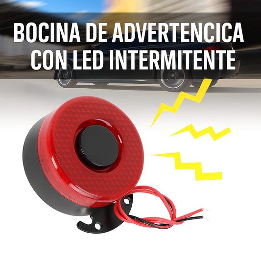 BOCINA DE ADVERTENCIA ELÉCTRICA UNIVERSAL CON LED INTERMITENTE – MULTI-VEHÍCULOS