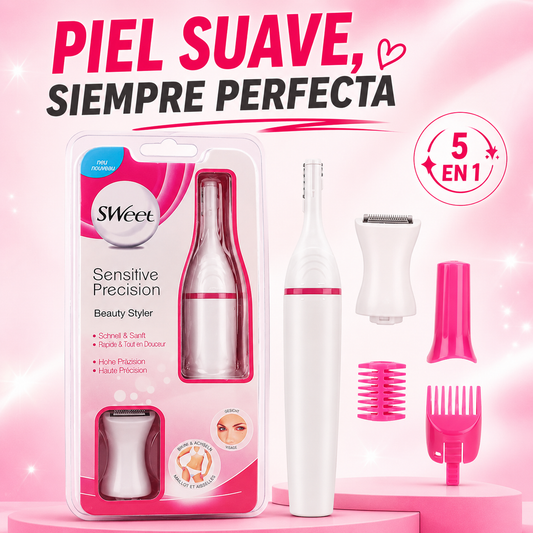 DEPILADORA ELÉCTRICA FACIAL Y PARA BIKINI PORTÁTIL 5 EN 1