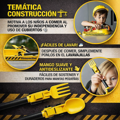 SET CUBIERTOS DIVERTIDOS PARA NIÑOS - CONSTRUCCIÓN