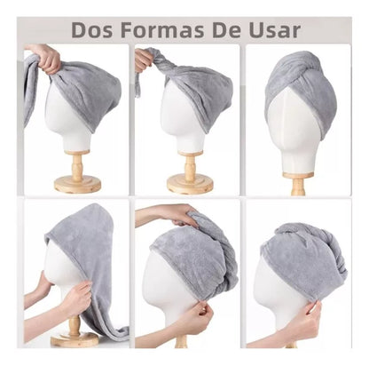 PACK X 2 TOALLAS  DE MICROFIBRA PARA RÁPIDO SECADO DE CABELLO