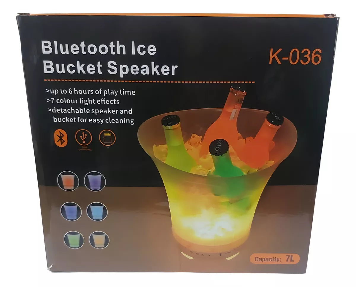 Cubeta Hielera LED 7 Colores con Altavoz Bluetooth