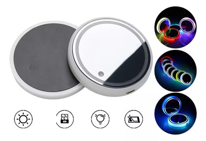 PORTAVASOS LED MULTICOLORES RECARGABLES PARA COCHE