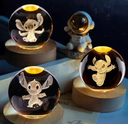 LÁMPARA 3D STITCH EN BOLA DE CRISTAL – LUZ NOCTURNA DECORATIVA