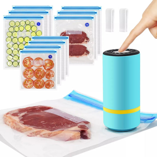 MINI SELLADOR AL VACÍO PORTÁTIL CON 10 BOLSAS REUTILIZABLES