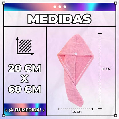 PACK X 2 TOALLAS  DE MICROFIBRA PARA RÁPIDO SECADO DE CABELLO