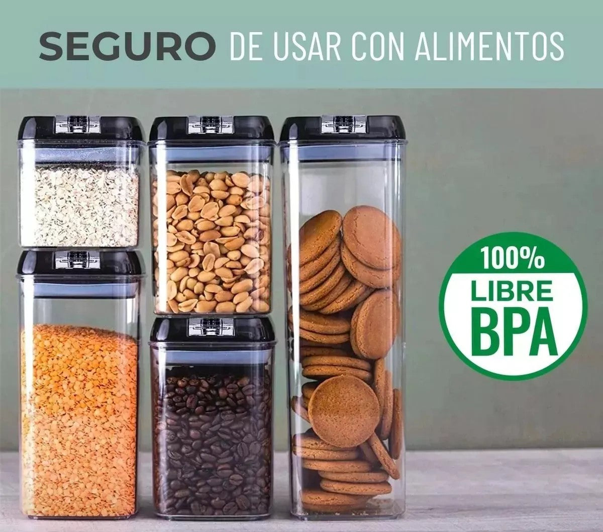 SET X 5 CONTENEDORES HERMÉTICOS PARA ALIMENTOS