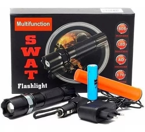 LINTERNA TÁCTICA SWAT LED METÁLICA RECARGABLE