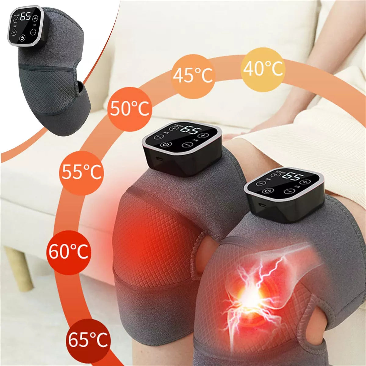 MASAJEADOR TÉRMICO PARA RODILLA 3 EN 1 INALÁMBRICO Y PORTÁTIL