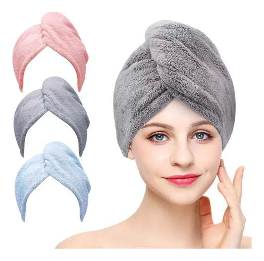 PACK X 2 TOALLAS  DE MICROFIBRA PARA RÁPIDO SECADO DE CABELLO