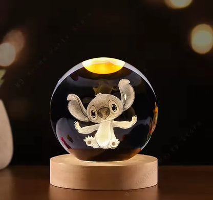LÁMPARA 3D STITCH EN BOLA DE CRISTAL – LUZ NOCTURNA DECORATIVA