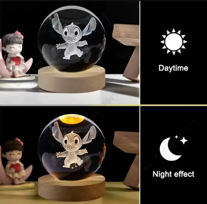 LÁMPARA 3D STITCH EN BOLA DE CRISTAL – LUZ NOCTURNA DECORATIVA