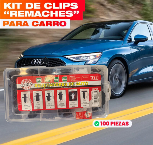 KIT DE CLIPS SUJETADORES PARA AUTO UNIVERSALES – 100 PIEZAS