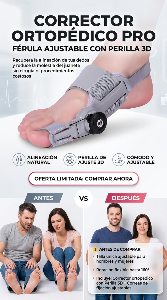 CORRECTOR ORTOPÉDICO PRO- FÉRULA AJUSTABLE CON PERILLA 3D