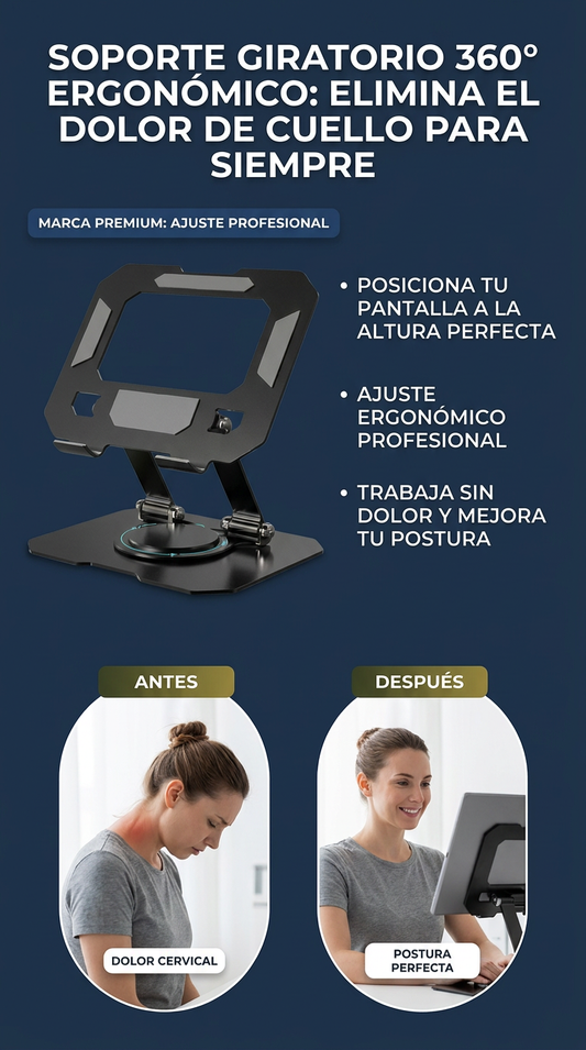 Soporte Giratorio 360° Ergonómico Para Tablet - PC y Dispositivos electrónicos