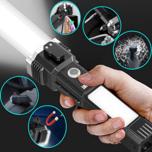 LINTERNA TÁCTICA 4 EN 1 DE EMERGENCIA USB RECARGABLE