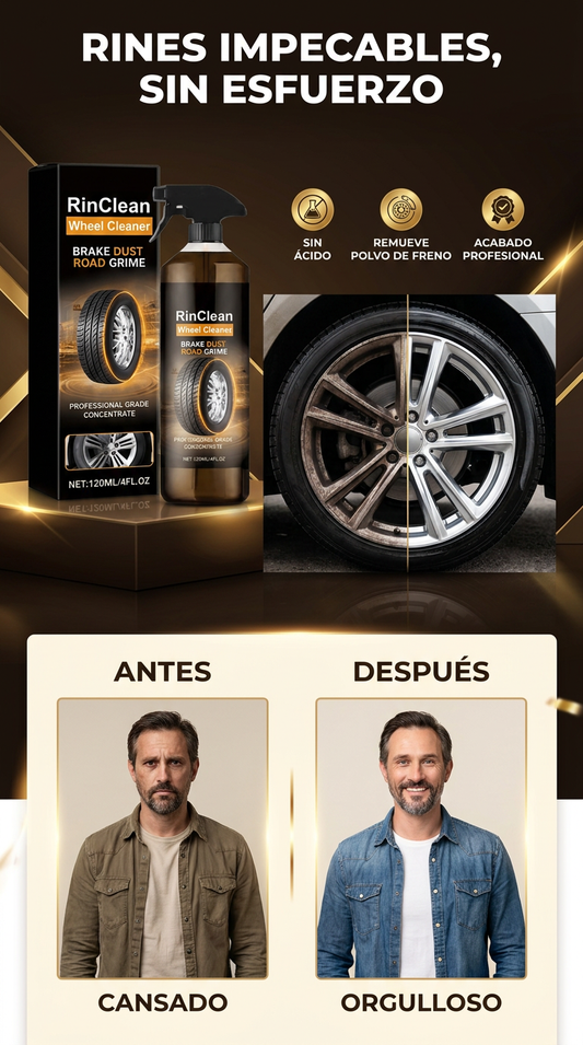 RinClean Pro – Limpiador Profesional de Rines Sin Ácido:Concentrado 120 ml para polvo de freno y suciedad vial
