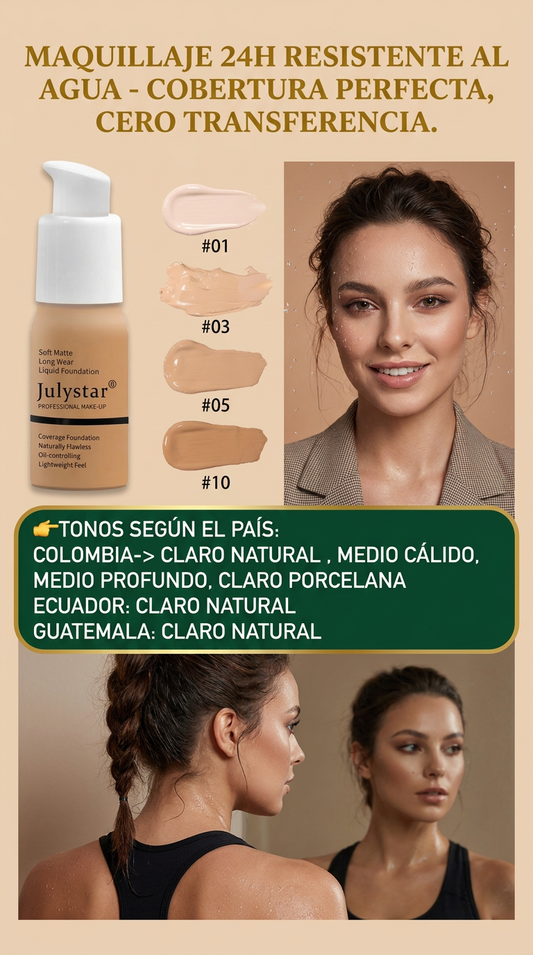 BASE MAQUILLAJE FACIAL EN CREMA -RESISTENTE CONTRA EL AGUA