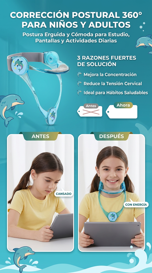 Soporte ergonómico cuello de 360° – corrección postural - IDEAL NIÑOS /COMPATIBLE PARA ADULTOS
