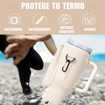FUNDA PROTECTOR PARA TERMO STANLEY 40 OZ CON CORREA Y BOLSILLOS