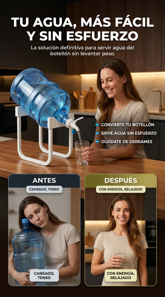 SOPORTE DISPENSADOR PARA BOTELLÓN + GRIFO ANTIDERRAMES